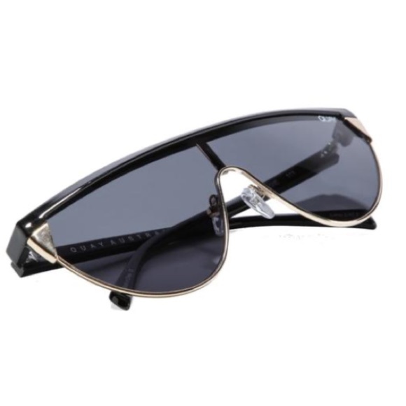 Quay Retro Inspired Shield Sunglasses Black Frame Gray Lens 50-14-142mm NWT - Picture 7 of 13